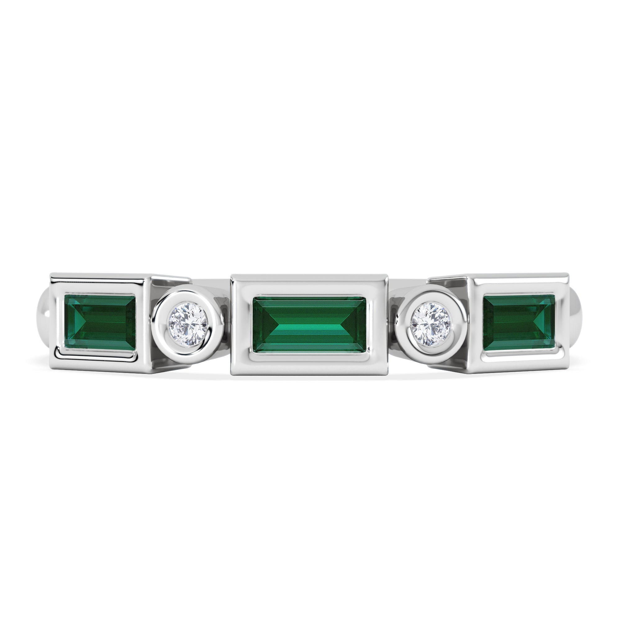 Forme 0.37ct Baguette Cut Lab Emerald 5 Stone Ring in Sterling Silver